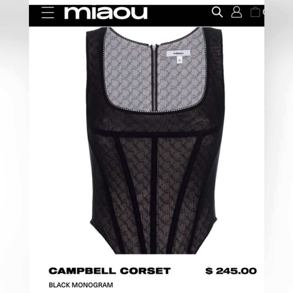 Miaou Campbell Corset in Black Monogram
